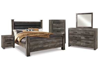 Wynnlow King Poster Bed with Mirrored Dresser, Chest and Nightstand,Signature Design By Ashley
