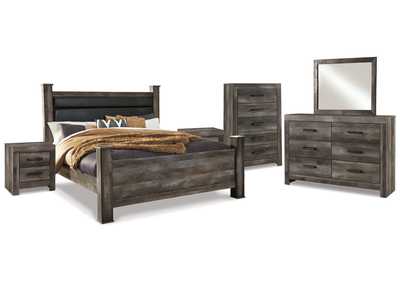 Wynnlow King Poster Bed with Mirrored Dresser and 2 Nightstands,Signature Design By Ashley