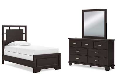 Image for Covetown Twin Panel Bed with Mirrored Dresser