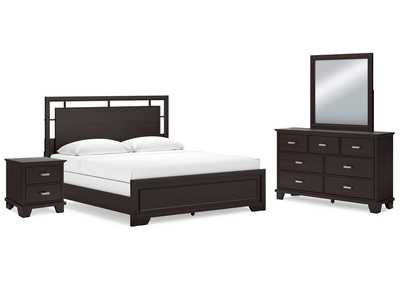 Image for Covetown California King Panel Bed with Mirrored Dresser and Nightstand