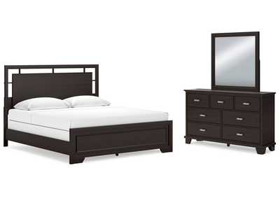 Covetown King Panel Bed with Mirrored Dresser