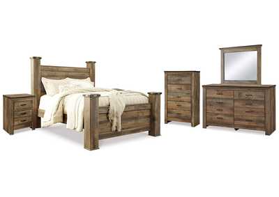 Trinell Queen Poster Bed, Dresser, Mirror, Chest and 2 Nightstands