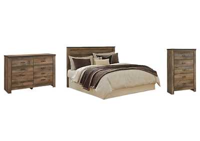 Trinell Queen Panel Headboard Bed with Mirrored Dresser and Chest
