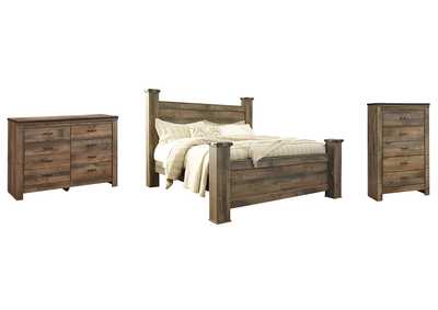 Trinell King Poster Bed with Dresser and Chest,Signature Design By Ashley