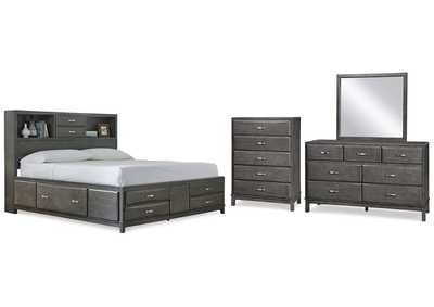 Caitbrook Queen Storage Bed with 8 Storage Drawers with Mirrored Dresser and Chest,Signature Design By Ashley