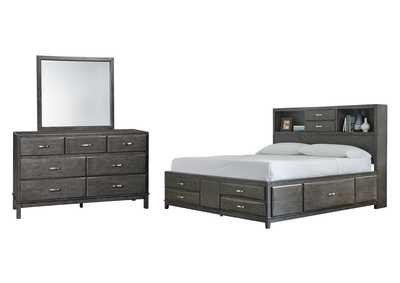 Image for Caitbrook Queen Storage Bed with 8 Storage Drawers with Mirrored Dresser