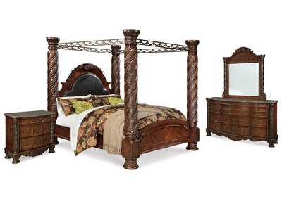 Image for North Shore King Canopy Bed, Dresser, Mirror and Nightstand