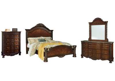 Image for North Shore King Panel Bed with Mirrored Dresser and Chest