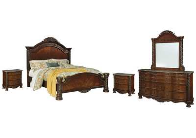 Image for North Shore King Panel Bed with Mirrored Dresser and 2 Nightstands