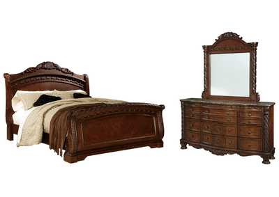 Image for North Shore King Sleigh Bed with Mirrored Dresser