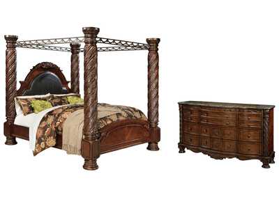 North Shore King Poster Bed with Canopy with Dresser,Millennium