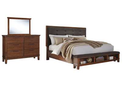 Image for Ralene Queen Upholstered Panel Bed with Mirrored Dresser