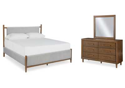 Lyncott California King Upholstered Bed, Dresser and Mirror