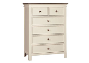 Image for Woodanville White/Brown Six Drawer Chest
