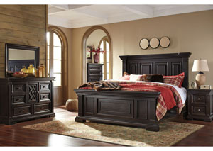 Image for Willenburg Dark Brown Queen Panel Bed w/Dresser, Mirror and Nightstand