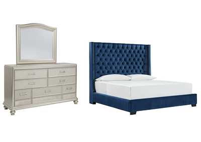 Coralayne Queen Upholstered Bed with Mirrored Dresser,Signature Design By Ashley