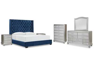 Image for Coralayne King Upholstered Bed, Dresser, Mirror, Chest and 2 Nightstands