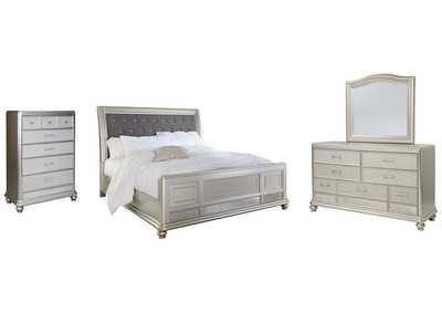 Image for Coralayne Queen Upholstered Sleigh Bed with Mirrored Dresser and Chest