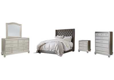 Image for Coralayne Queen Upholstered Bed, Dresser, Mirror, Chest and Nightstand