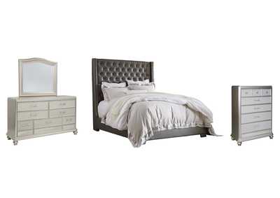 Image for Coralayne Queen Upholstered Bed with Mirrored Dresser and Chest