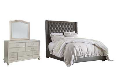 Coralayne King Upholstered Bed with Mirrored Dresser,Signature Design By Ashley