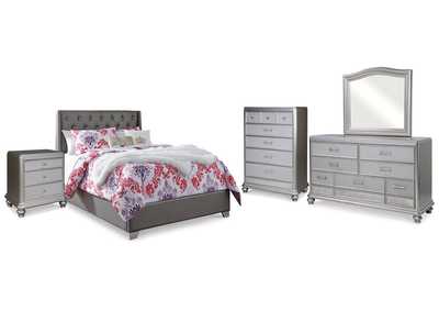 Image for Coralayne Full Upholstered Bed with Mirrored Dresser, Chest and Nightstand