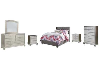 Image for Coralayne Full Upholstered Bed with Mirrored Dresser, Chest and 2 Nightstands