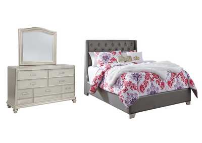 Image for Coralayne Full Upholstered Bed with Mirrored Dresser
