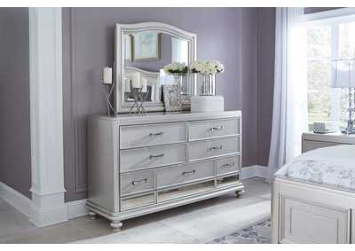Coralayne Queen Upholstered Bed with Mirrored Dresser, Chest and 2 Nightstands,Signature Design By Ashley