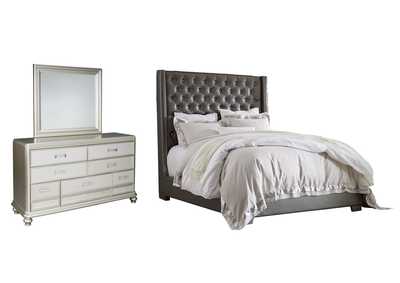 Image for Coralayne Queen Upholstered Bed with Mirrored Dresser