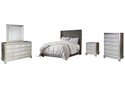 Image for Coralayne California King Upholstered Bed with Mirrored Dresser, Chest and Nightstand