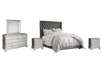 Image for Coralayne California King Upholstered Bed with Mirrored Dresser and 2 Nightstands