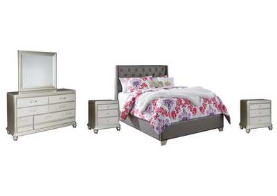 Image for Coralayne Full Upholstered Bed with Mirrored Dresser and 2 Nightstands