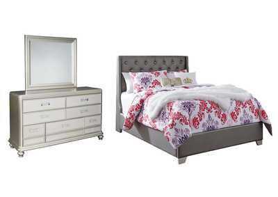 Image for Coralayne Full Upholstered Bed with Mirrored Dresser