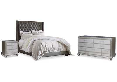 Image for Coralayne Queen Upholstered Panel Bed, Dresser and Nightstand