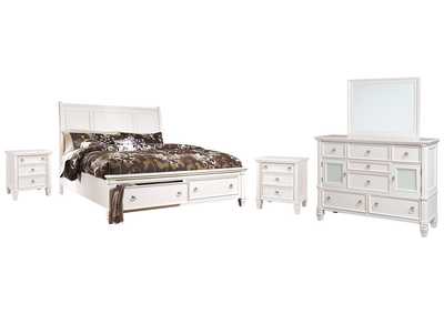 Image for Prentice Queen Sleigh Bed with 2 Storage Drawers with Mirrored Dresser and 2 Nightstands