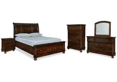Porter Queen Sleigh Bed, Dresser, Mirror, Chest and Nightstand,Millennium
