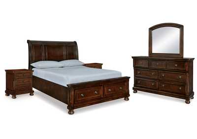 Image for Porter Queen Sleigh Bed with Mirrored Dresser and 2 Nightstands