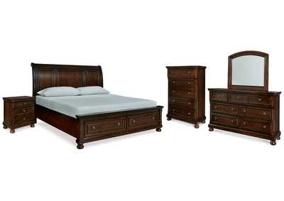 Image for Porter King Sleigh Bed with Mirrored Dresser, Chest and Nightstand