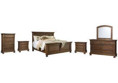 Flynnter Queen Panel Bed with Mirrored Dresser, Chest and 2 Nightstands,Signature Design By Ashley