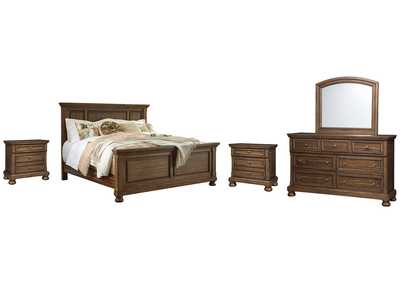 Flynnter Queen Panel Bed with Mirrored Dresser and 2 Nightstands,Signature Design By Ashley