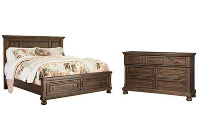 Flynnter Queen Panel Bed with 2 Storage Drawers with Dresser,Signature Design By Ashley
