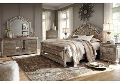 Image for Birlanny Silver Queen Upholstered Bed w/Dresser, Mirror and Nightstand