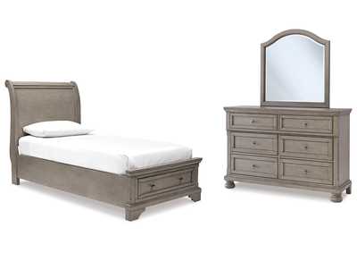 Lettner Twin Sleigh Storage Bed, Dresser and Mirror,Signature Design By Ashley