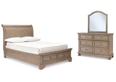 Lettner Full Sleigh Bed with Mirrored Dresser,Signature Design By Ashley
