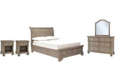 Lettner Full Sleigh Bed with Mirrored Dresser and 2 Nightstands,Signature Design By Ashley