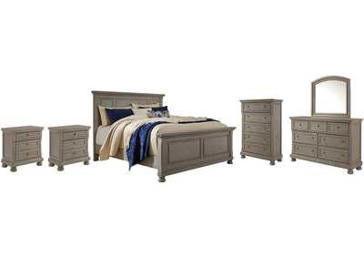 Lettner California King Panel Bed with Mirrored Dresser, Chest and 2 Nightstands,Signature Design By Ashley