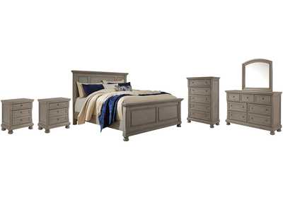 Lettner King Panel Bed with Mirrored Dresser, Chest and 2 Nightstands,Signature Design By Ashley