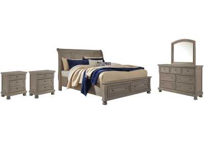 Lettner California King Sleigh Bed with Mirrored Dresser and 2 Nightstands,Signature Design By Ashley