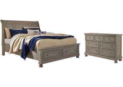 Lettner Queen Sleigh Bed with 2 Storage Drawers with Dresser with Dresser,Signature Design By Ashley